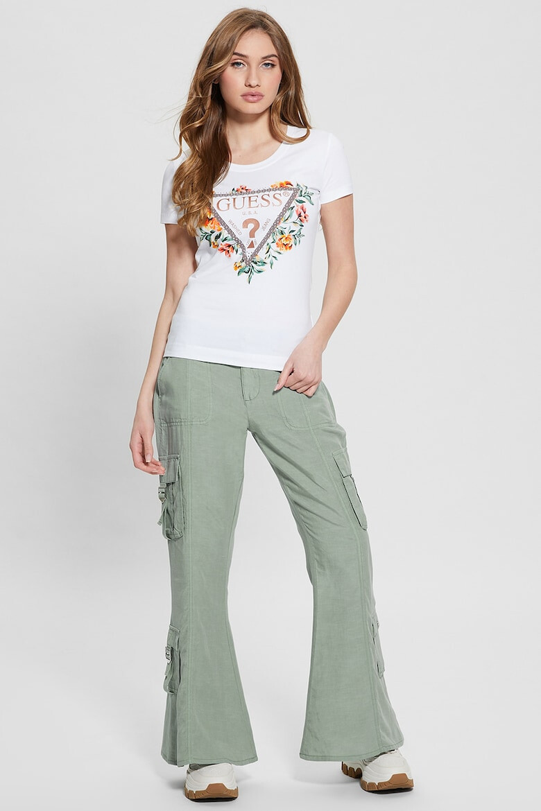 GUESS Tricou de bumbac cu imprimeu floral si logo - Pled.ro