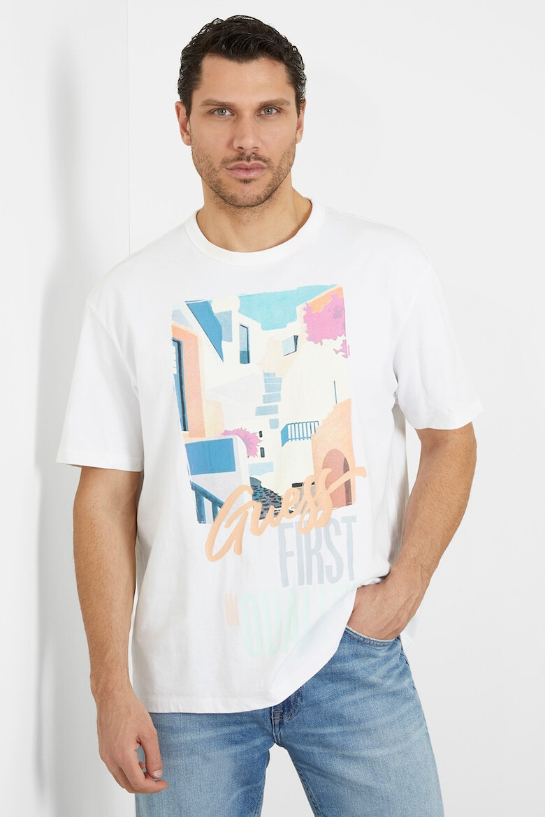 GUESS Tricou de bumbac cu imprimeu grafic - Pled.ro