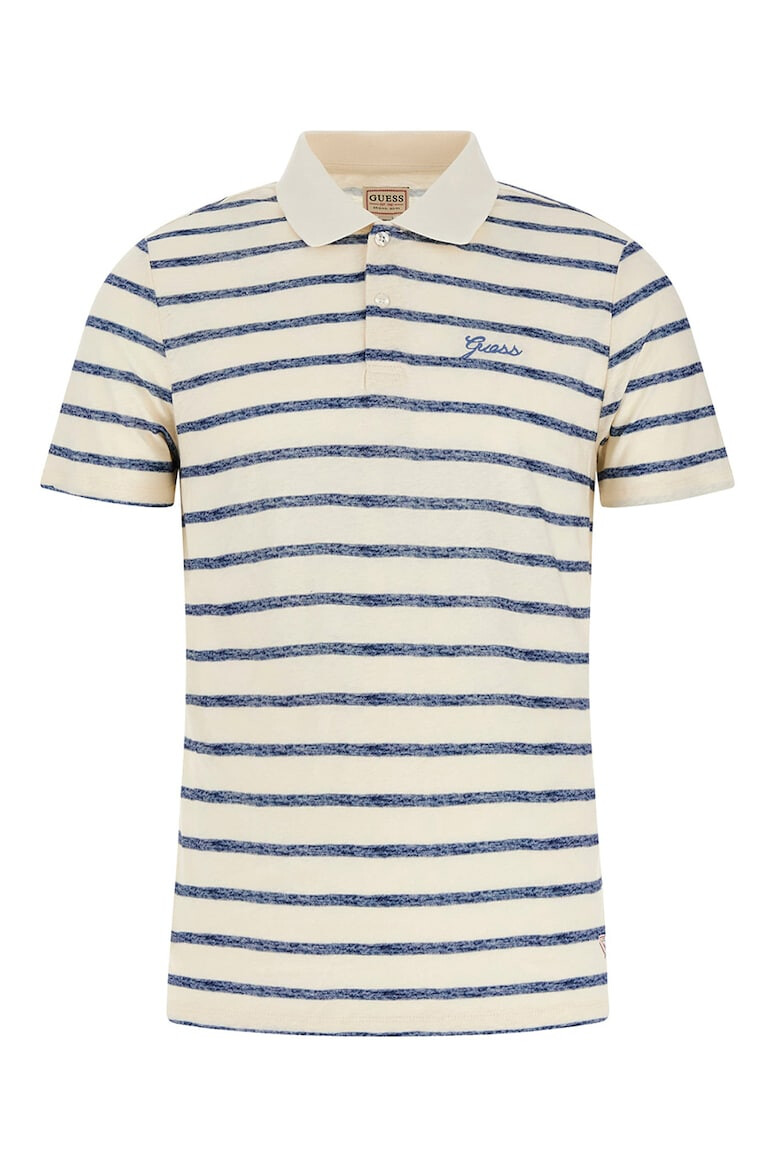 GUESS Tricou polo din amestec de in cu model in dungi - Pled.ro