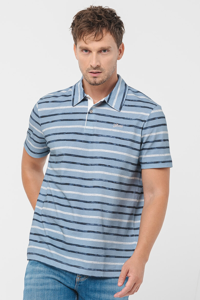 GUESS Tricou polo din bumbac cu model in dungi - Pled.ro