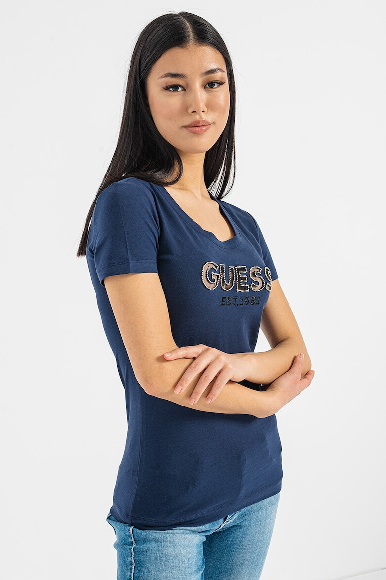 GUESS Tricou slim fit cu aplicatie logo din strasuri - Pled.ro