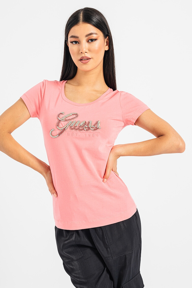 GUESS Tricou slim fit cu aplicatii cu strasuri - Pled.ro