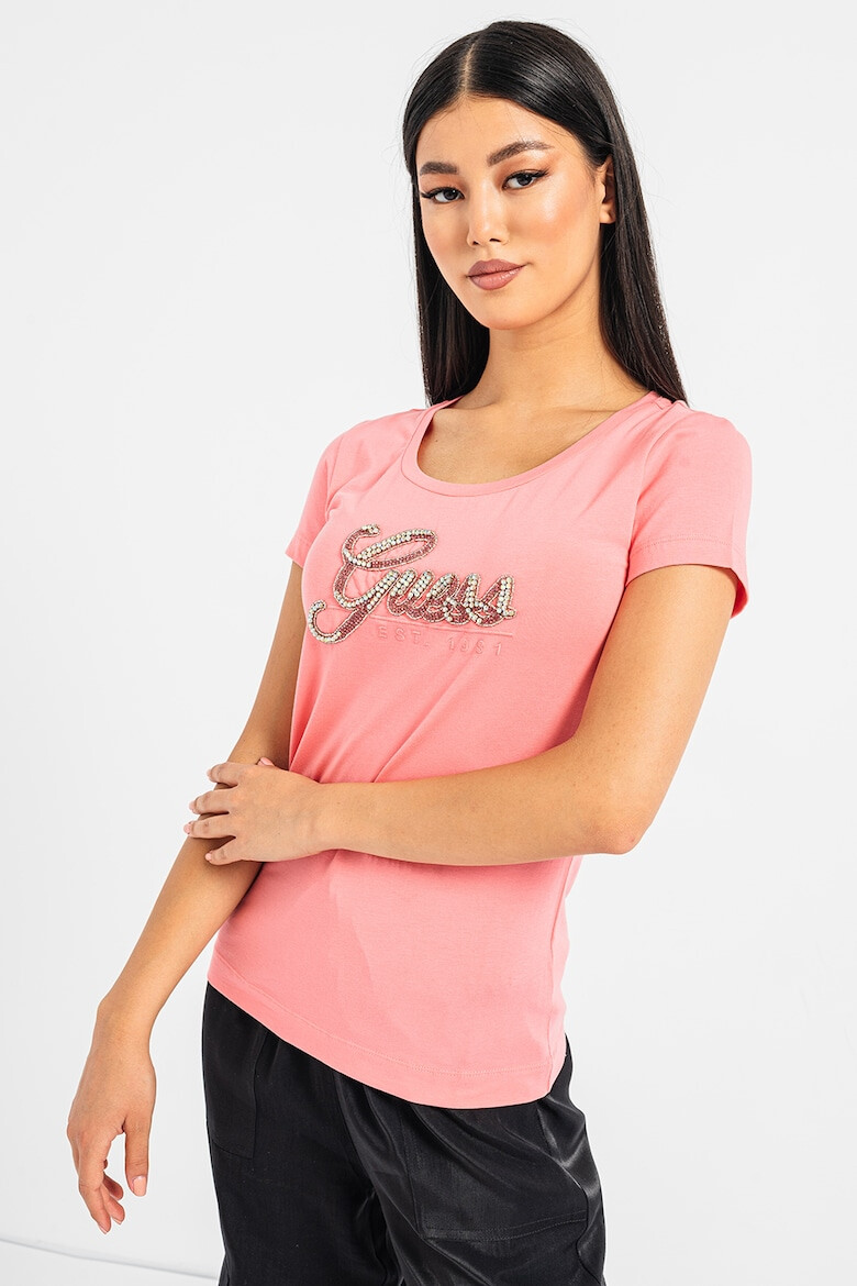 GUESS Tricou slim fit cu aplicatii cu strasuri - Pled.ro