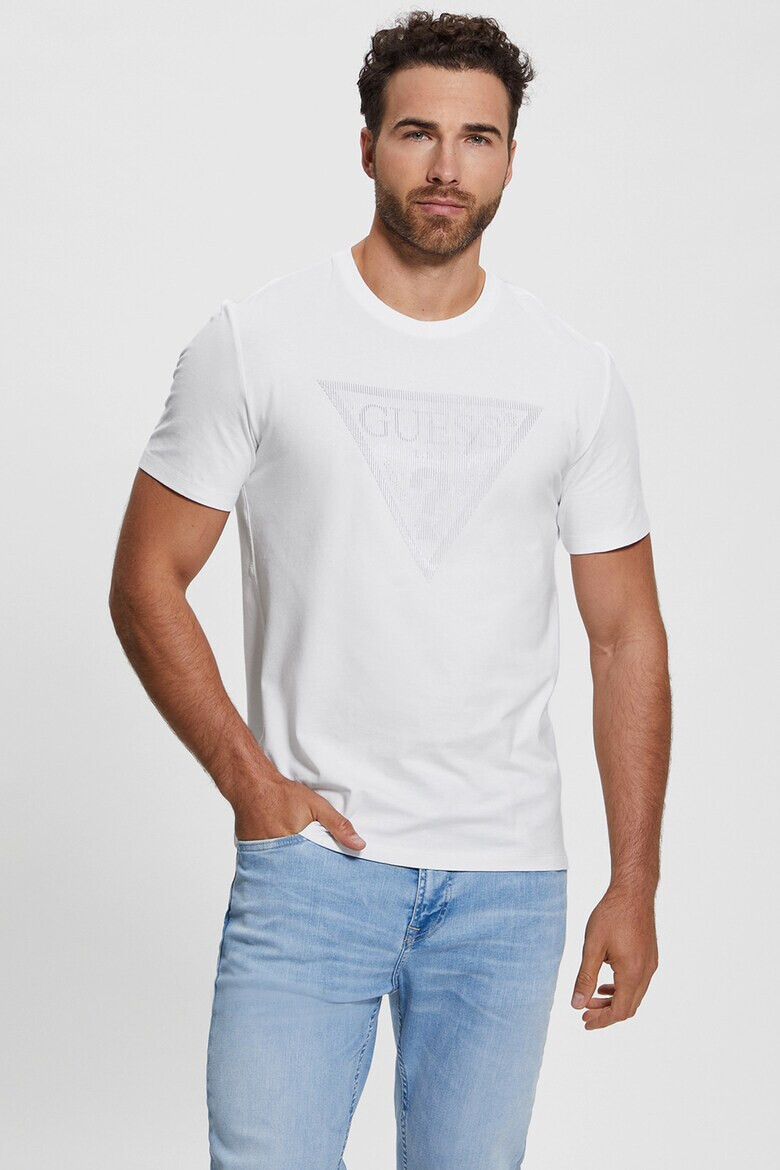 GUESS Tricou slim fit cu decolteu la baza gatului si imprimeu logo - Pled.ro