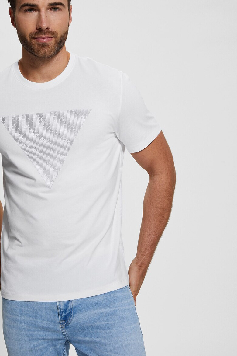 GUESS Tricou slim fit cu decolteu la baza gatului si imprimeu logo - Pled.ro