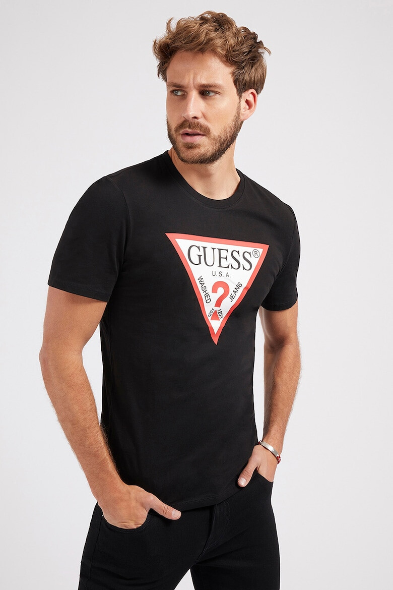 GUESS Tricou slim fit cu imprimeu logo triunghiular supradimensionat - Pled.ro