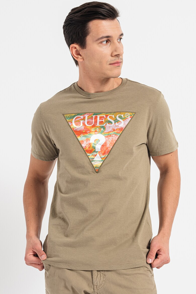 GUESS Tricou slim fit de bumbac cu imprimeu logo pe piept - Pled.ro