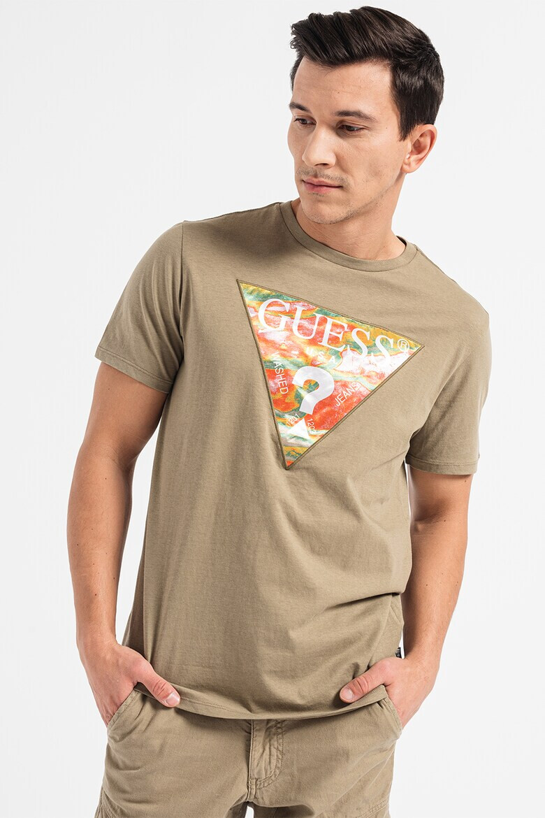 GUESS Tricou slim fit de bumbac cu imprimeu logo pe piept - Pled.ro