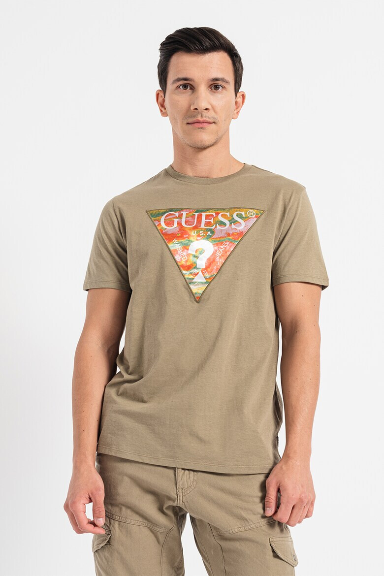 GUESS Tricou slim fit de bumbac cu imprimeu logo pe piept - Pled.ro