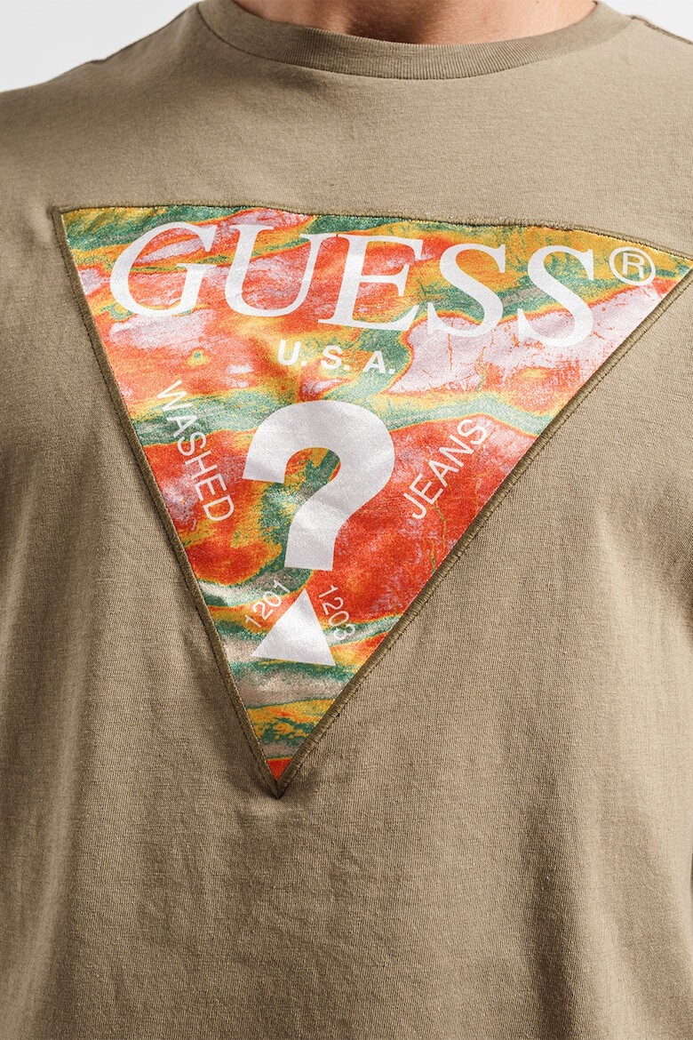 GUESS Tricou slim fit de bumbac cu imprimeu logo pe piept - Pled.ro