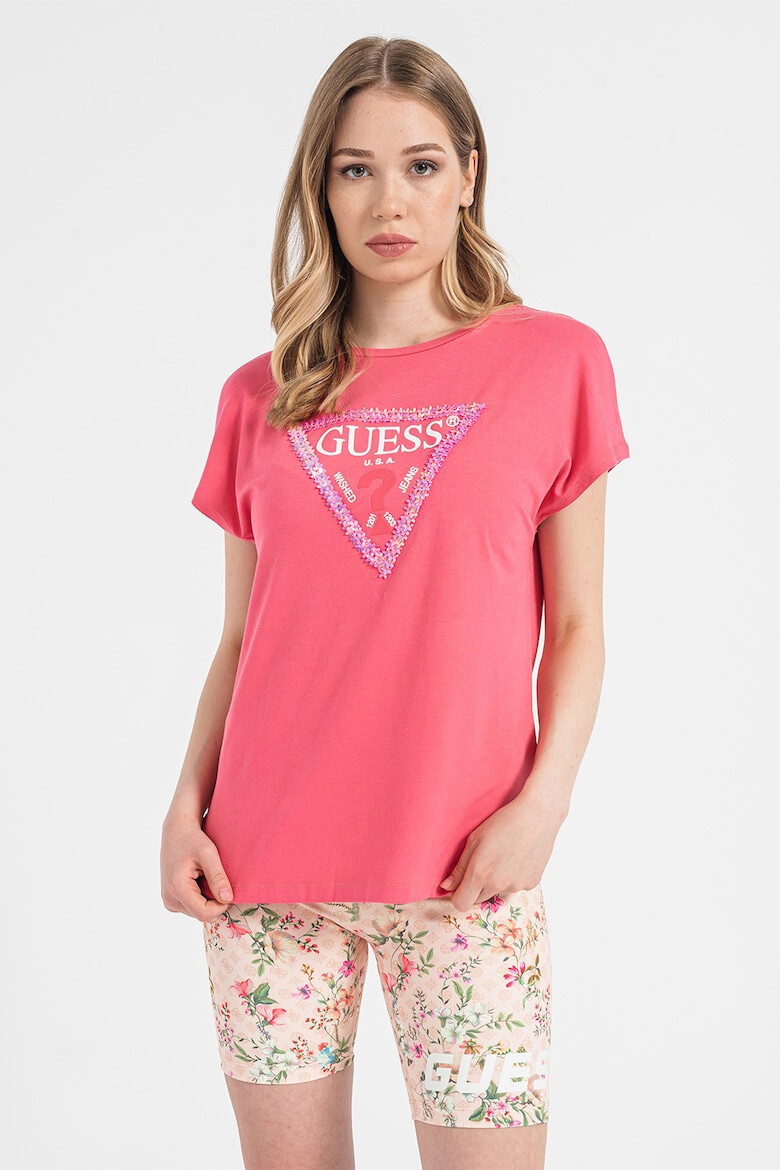 GUESS Tricou supradimensionat cu aplicatii frontale - Pled.ro