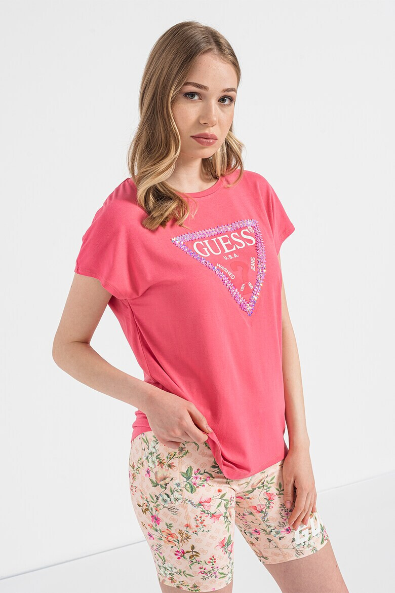 GUESS Tricou supradimensionat cu aplicatii frontale - Pled.ro