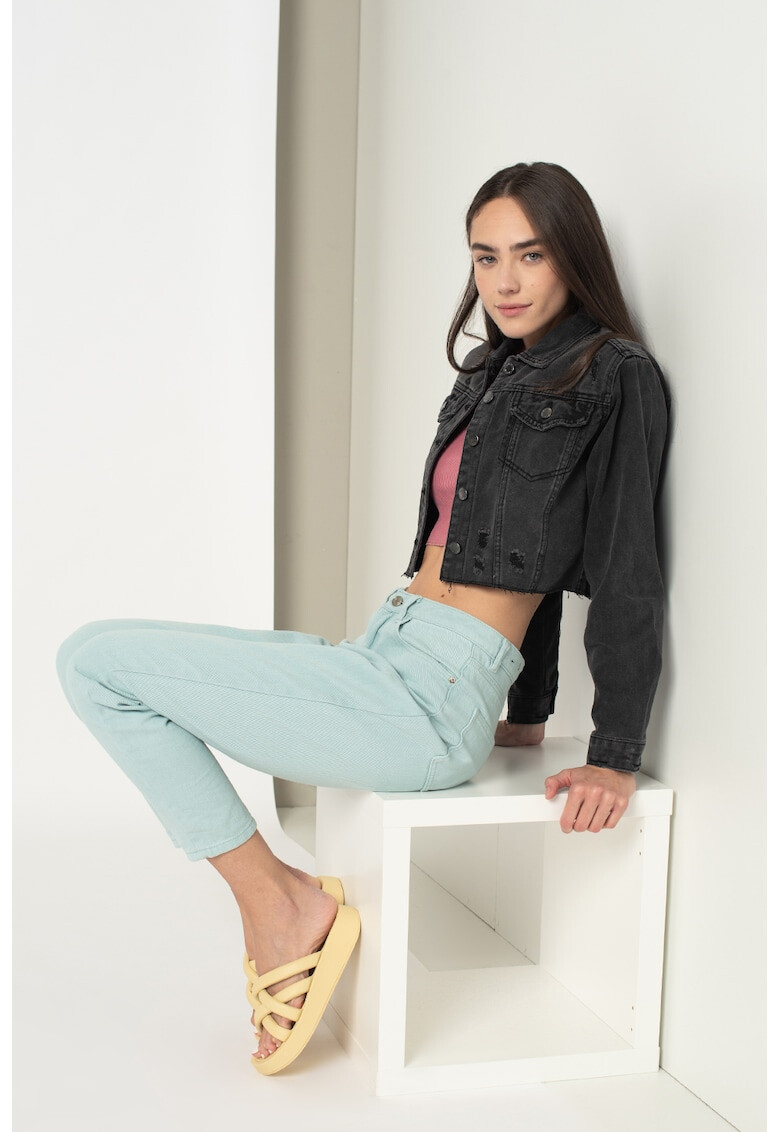 Haily's Jacheta crop de denim cu detalii cu aspect deteriorat Tilla - Pled.ro