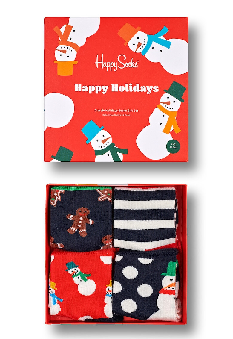 Happy Socks Set cadou de sosete cu tematica de Craciun - 4 perechi - Pled.ro