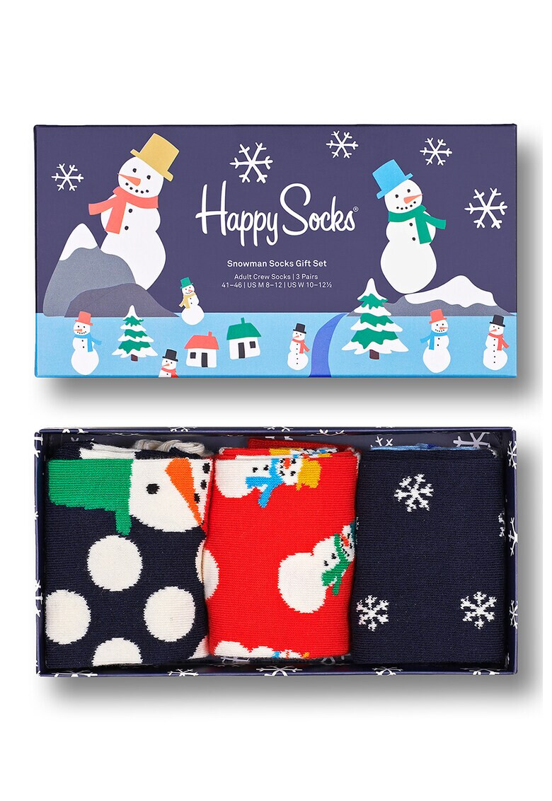 Happy Socks Set cadou unisex de sosete cu tematica de Craciun - 3 perechi - Pled.ro