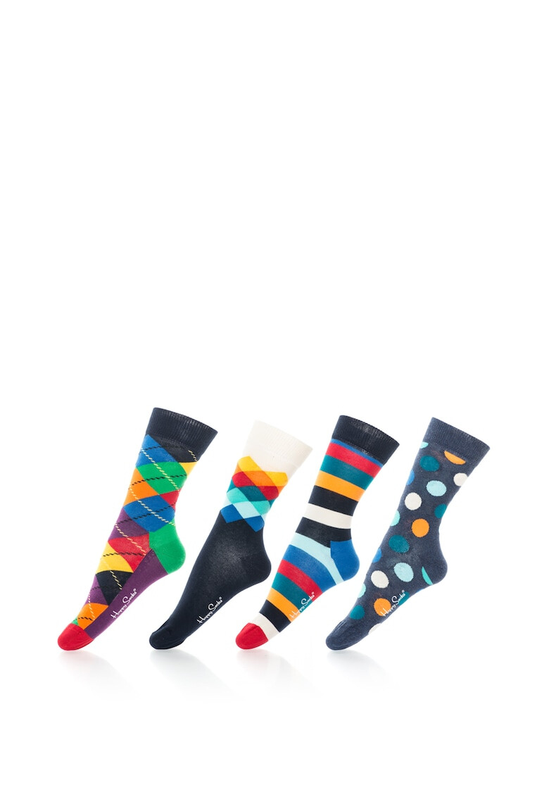 Happy Socks Set de sosete 3/4 cu diverse modele unisex - 4 perechi - Pled.ro