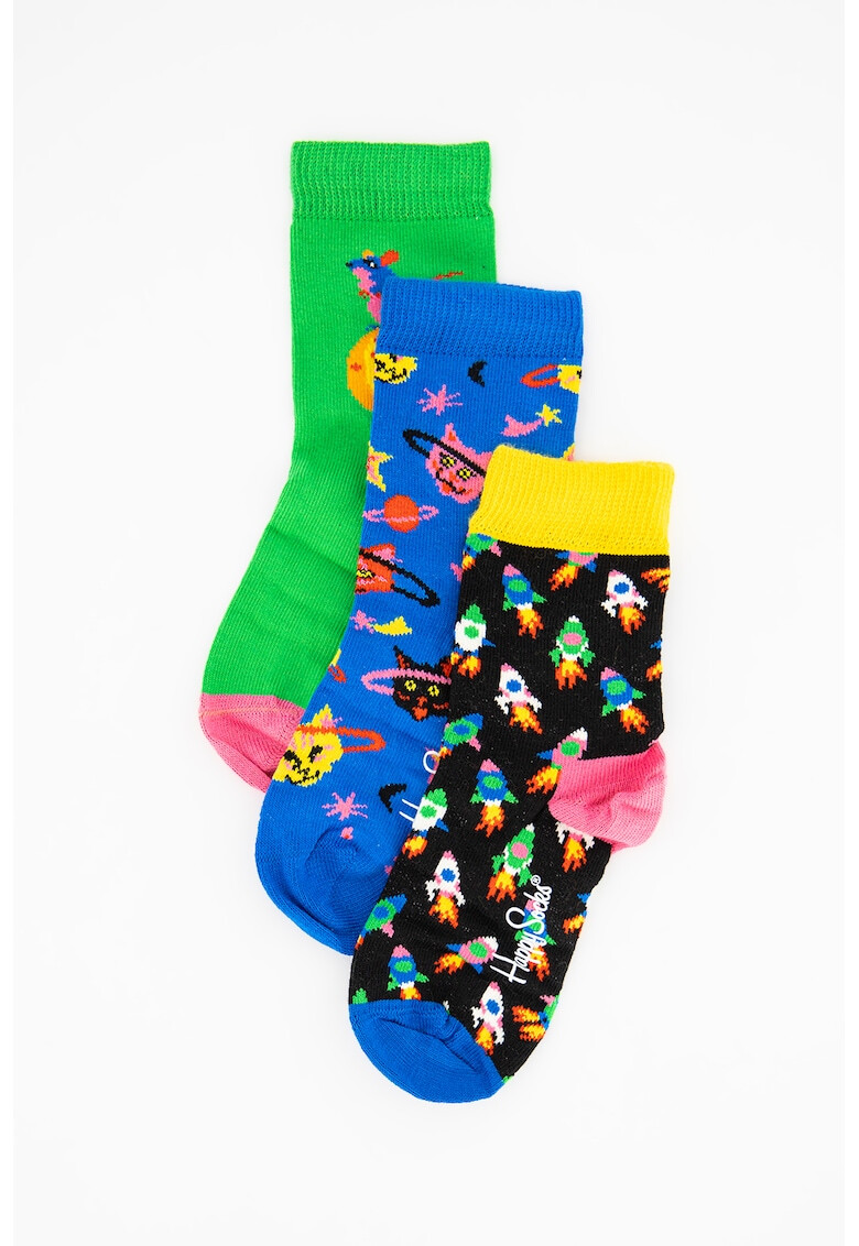 Happy Socks Set de sosete cu imprimeu grafic - 3 perechi - Pled.ro