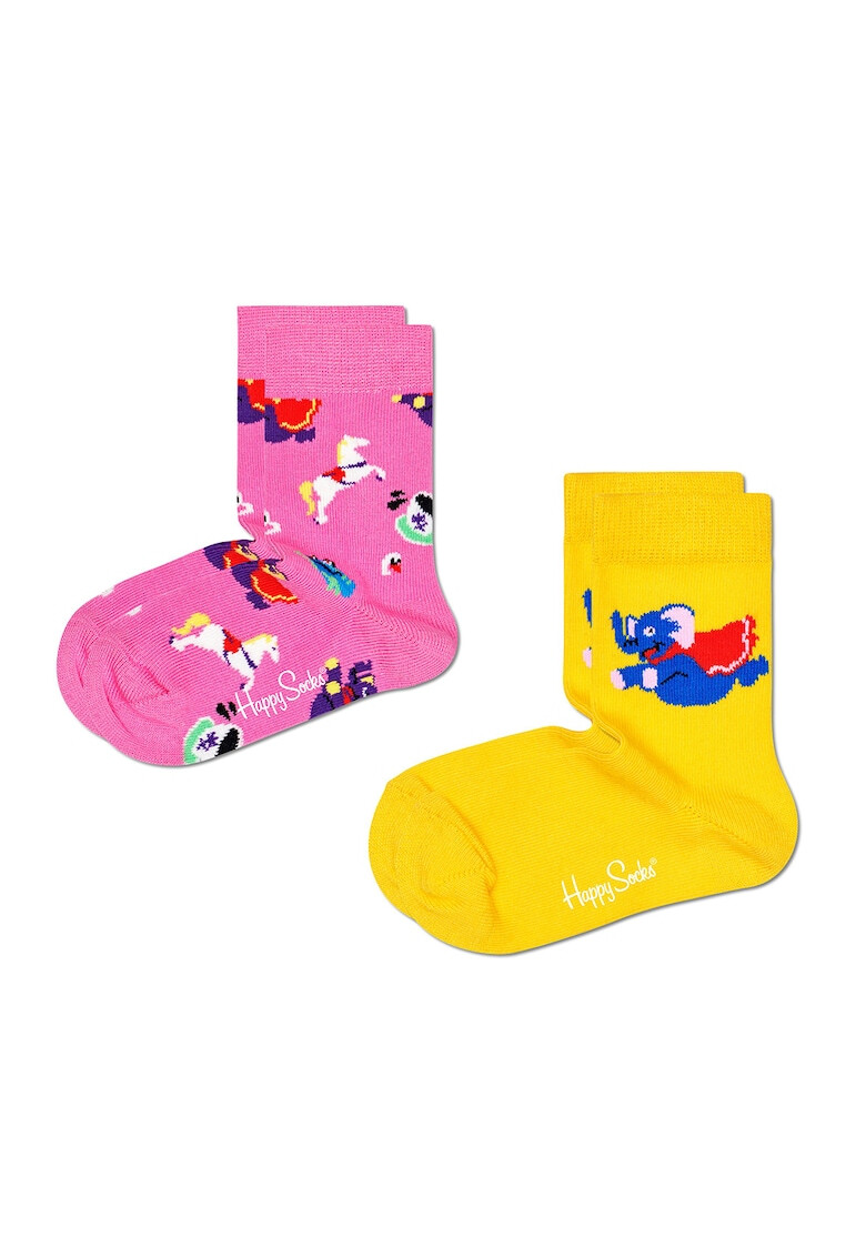 Happy Socks Set 2 perechi de sosete unisex cu model animale Galben/Roz - Pled.ro