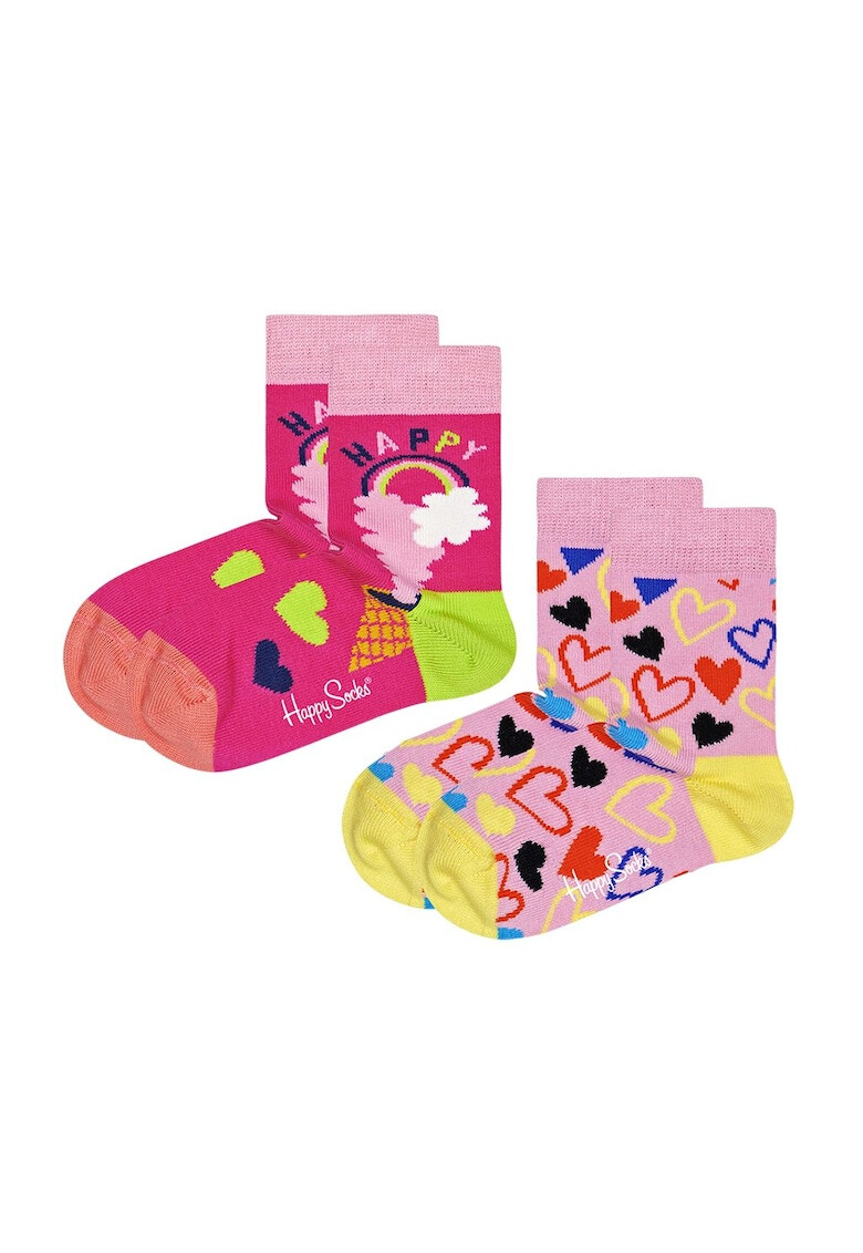 Happy Socks Set de sosete cu model grafic si inimi 2 perechi - Pled.ro