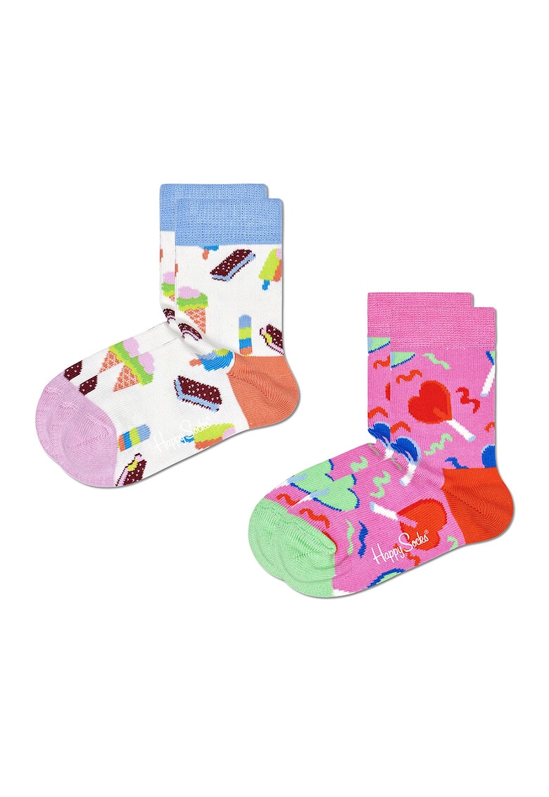 Happy Socks Set 2 perechi de sosete lungi unisex cu imprimeu dulciuri Multicolor - Pled.ro