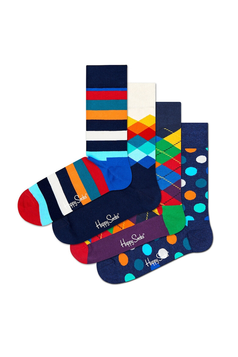 Happy Socks Set de sosete lungi cu model geometric - 4 perechi - Pled.ro