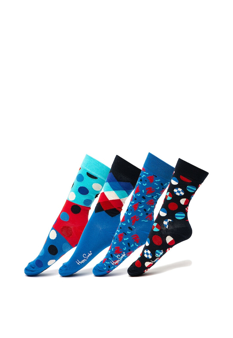 Happy Socks Set de sosete lungi unisex cu imprimeu - 4 perechi - Pled.ro