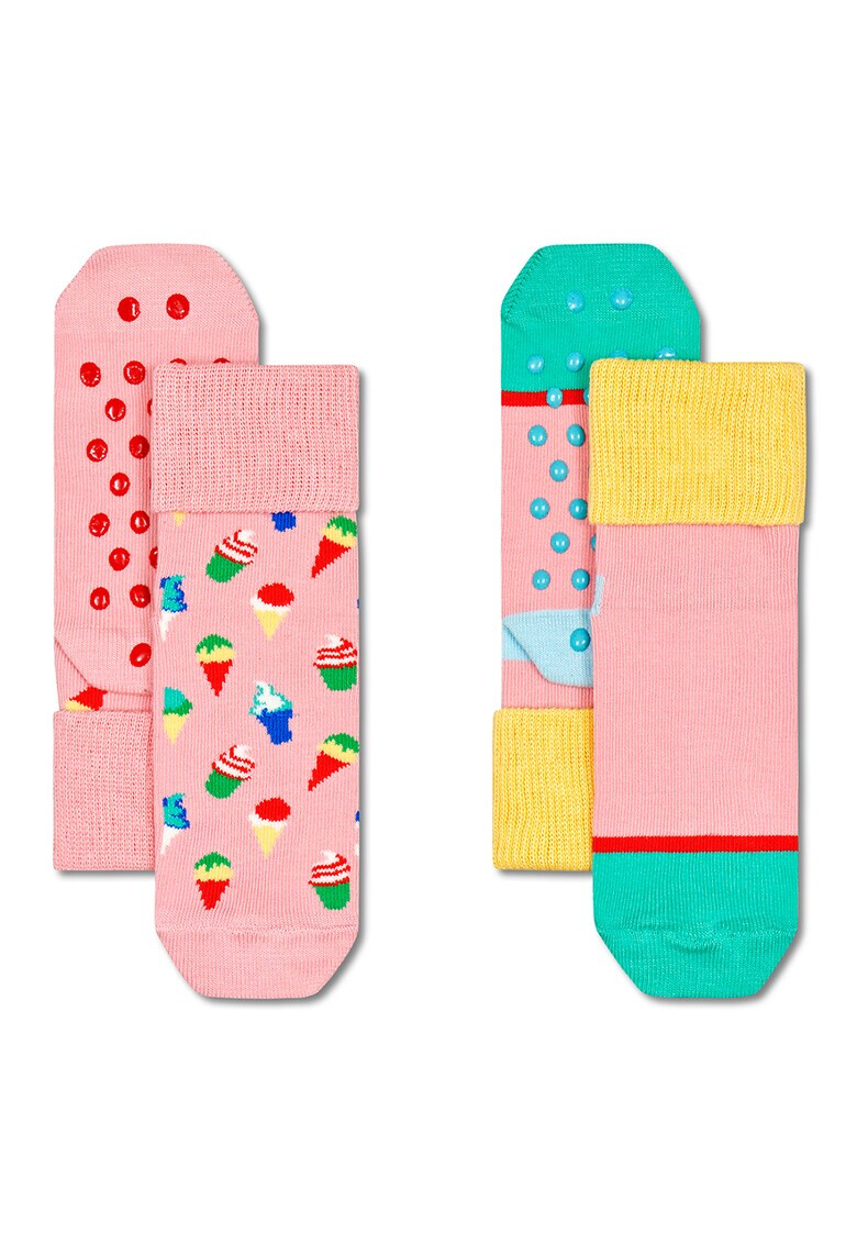 Happy Socks Set de sosete scurte cu talpa derapanta - 2 perechi - Pled.ro