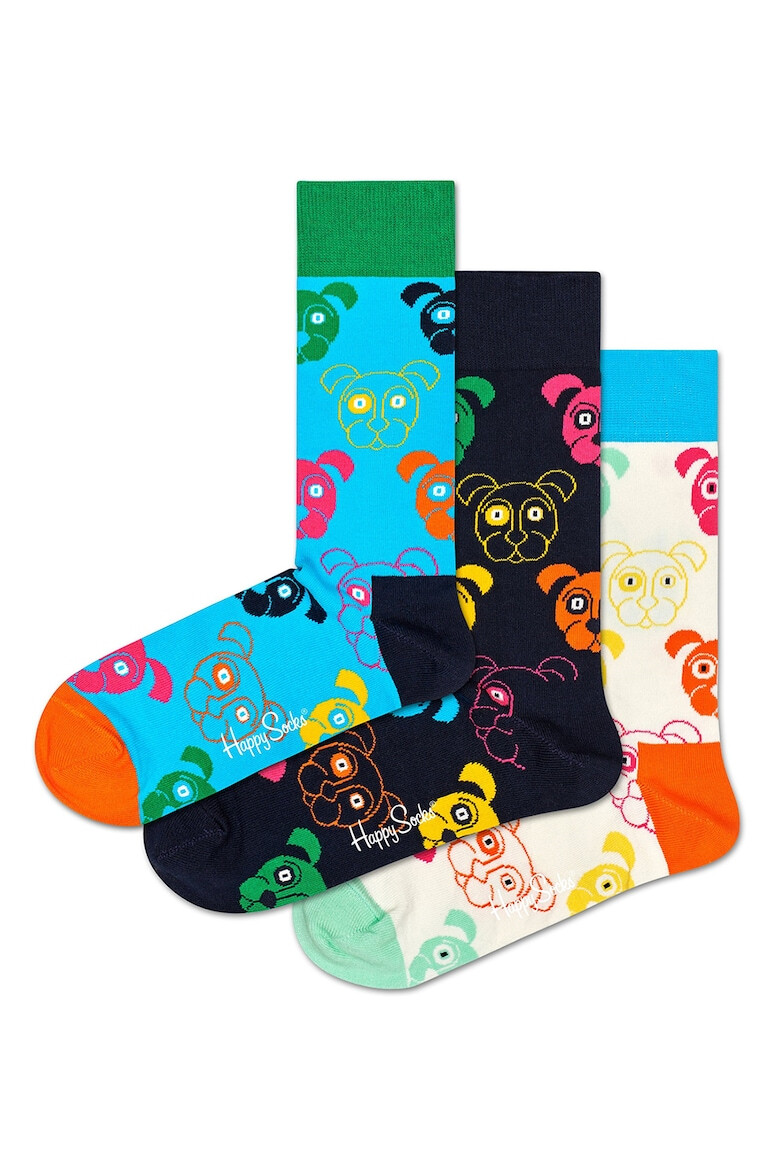 Happy Socks Set de sosete unisex cu imprimeu cu caini - 3 perechi - Pled.ro