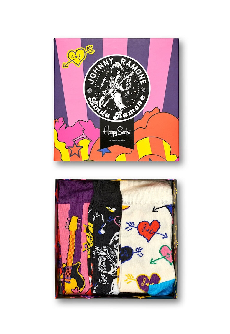 Happy Socks Set de sosete unisex cu tematica Ramones 3 perechi - Pled.ro