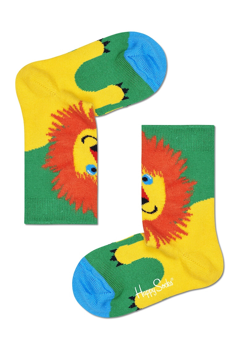 Happy Socks Sosete lungi unisex imprimeu lei Verde/Galben/Oranj - Pled.ro