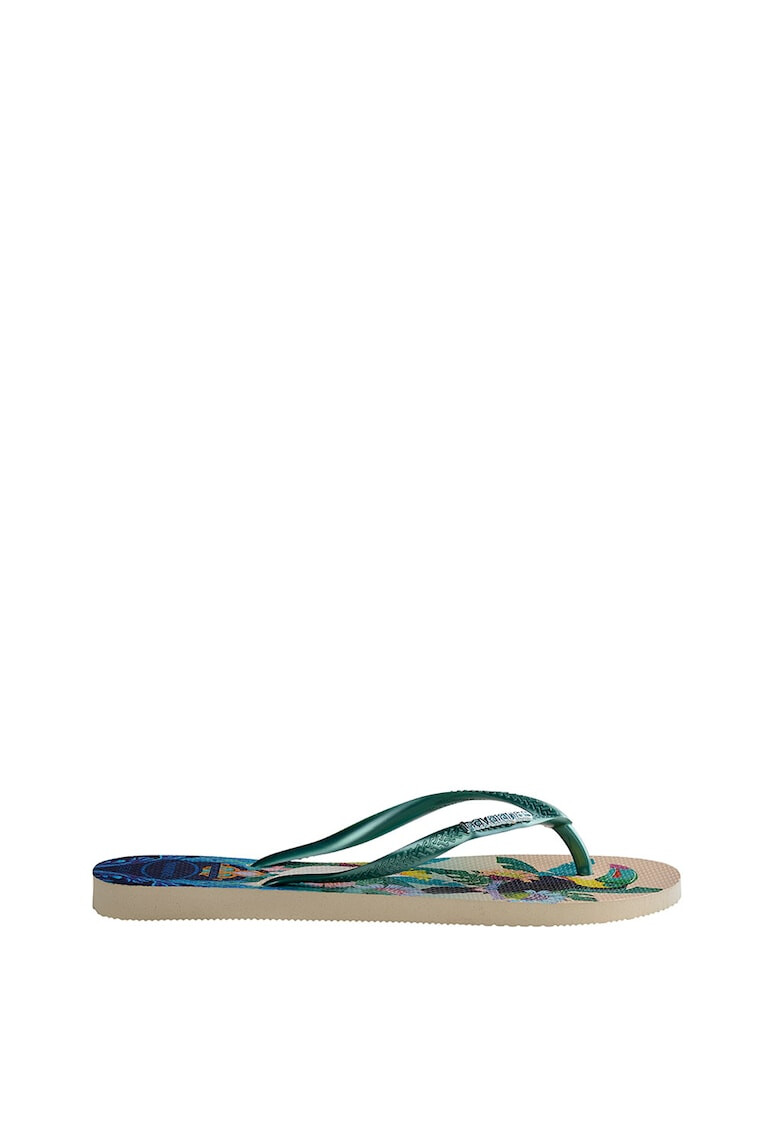 Havaianas Papuci flip-flop cu model tropical si bareta texturata Slim - Pled.ro