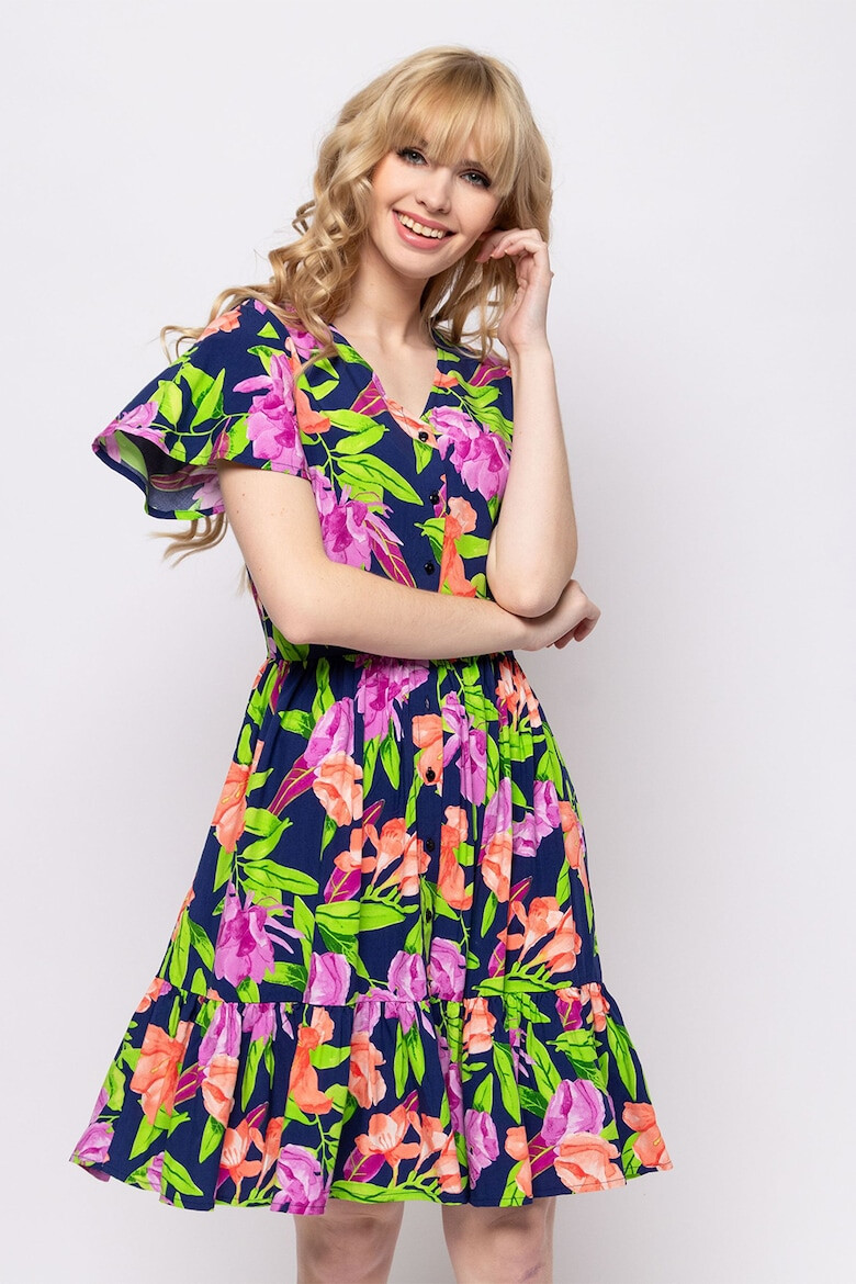 Heavy Tools Rochie evazata cu imprimeu floral Virida - Pled.ro