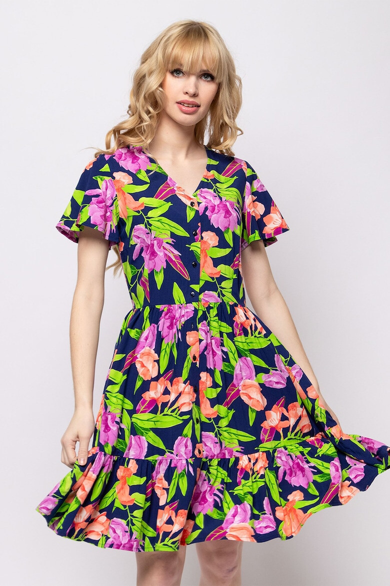 Heavy Tools Rochie evazata cu imprimeu floral Virida - Pled.ro