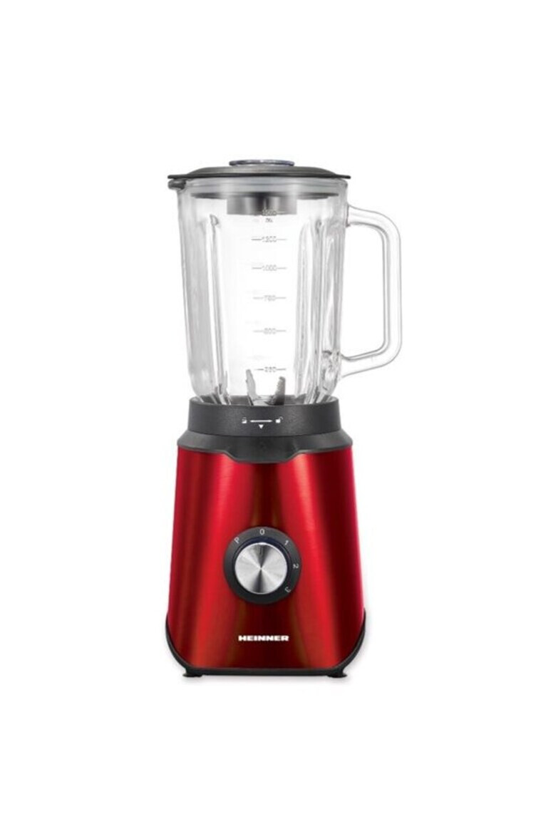 Heinner Blender de masa Vitality 1000 1000W bol sticla 1.5L 3 viteze+Pulse 6 lame detasabile din inox inox rosu - Pled.ro