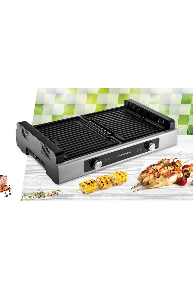 Heinner Gratar electric 1800 W functie filtrare fum 2 placi reversibile antiadezive temperatura reglabila Inox - Pled.ro