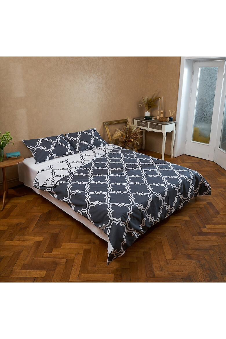 Heinner Home Lenjerie de pat king size pentru 2 persoane Avi 100% bumbac 132 TC cearsaf pilota 200x220 cm cearsaf pat 220x240 cm 2 fete de perna 50x70 cm 4 piese - Pled.ro