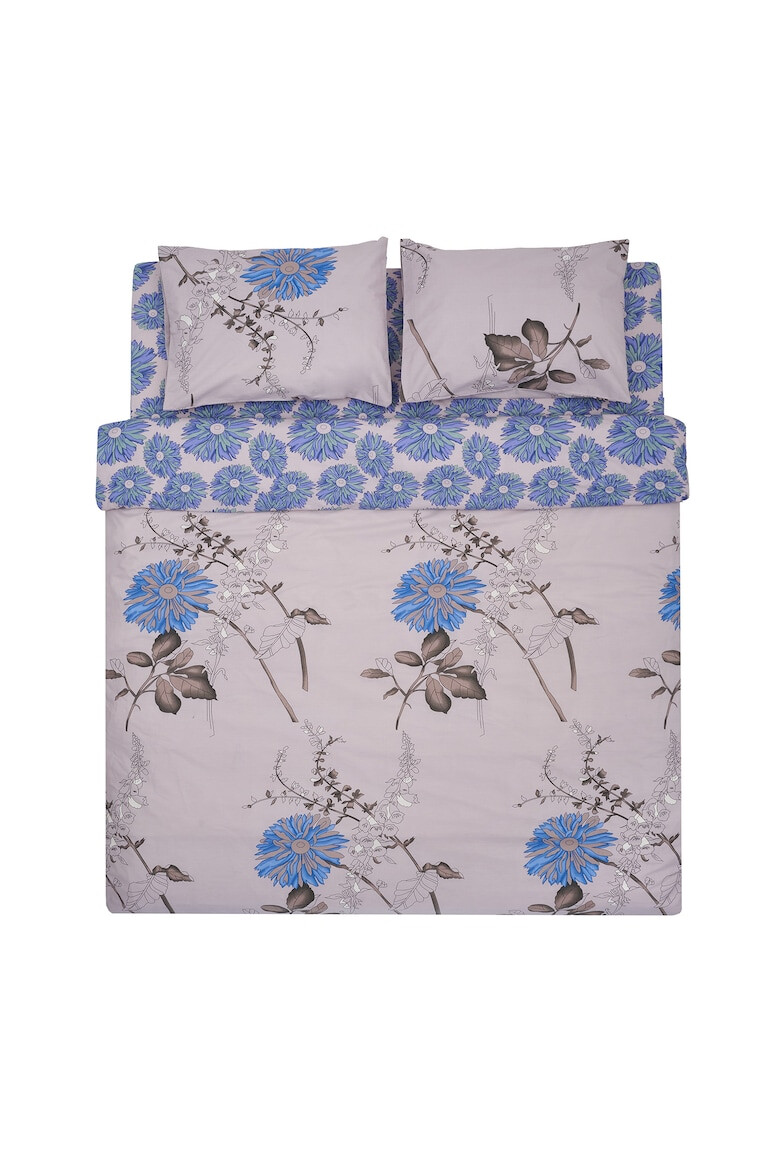 Heinner Home Lenjerie de pat pentru 2 persoane Flo 100% bumbac 132 TC cearsaf pilota 180x215 cm cearsaf pat 200x220 cm 2 fete de perna 50x70 cm 4 piese - Pled.ro