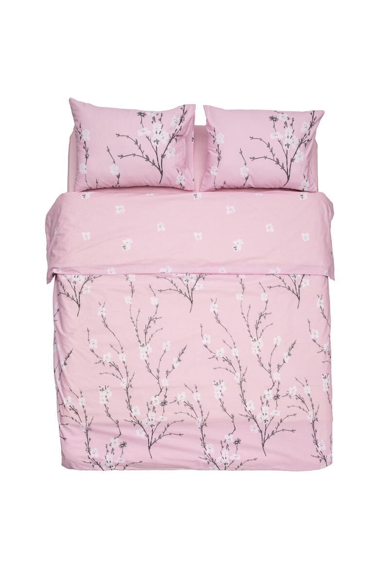 Heinner Home Lenjerie de pat pentru 2 persoane Pink Cherry bumbac 100% 132TC 4 piese king size - Pled.ro