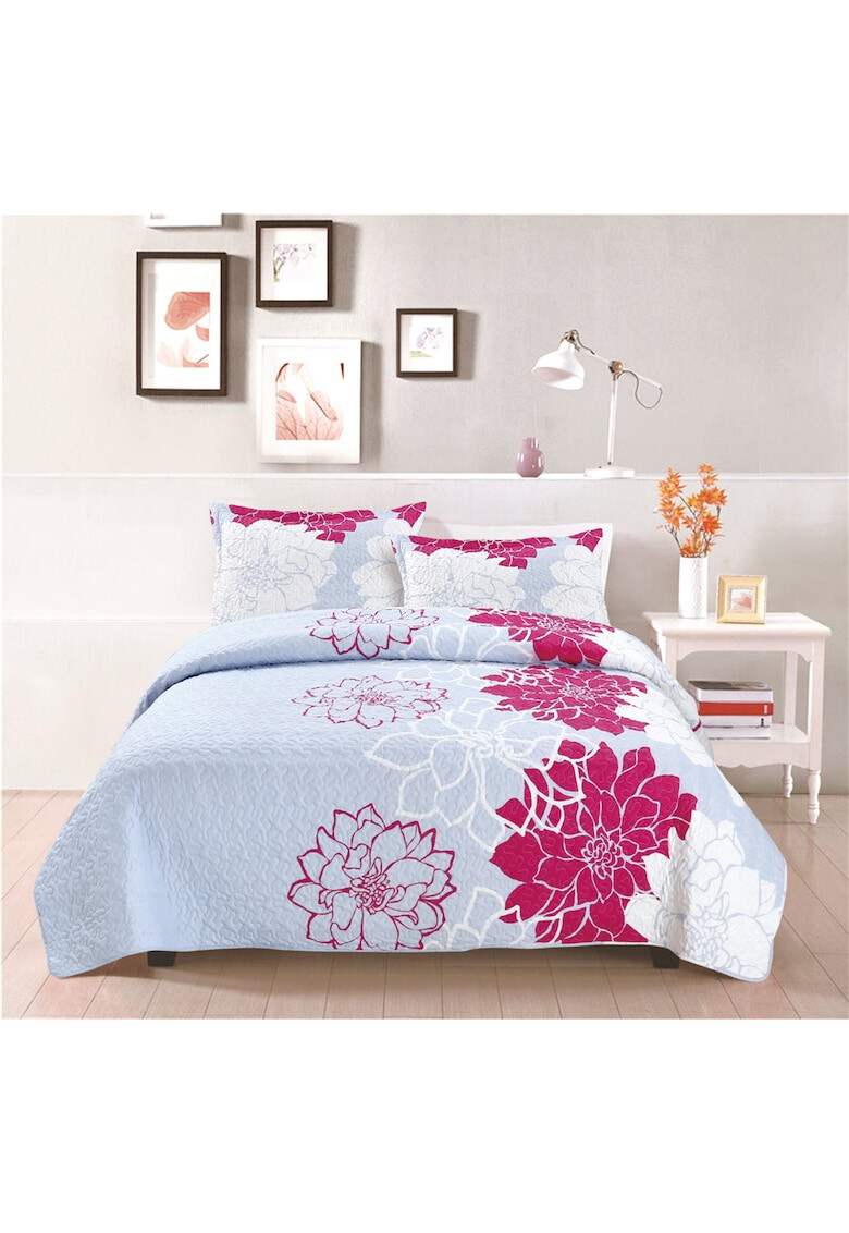 Heinner Home Set Magenta: Cuvertura matlasata 200x220 cm + doua fete de perna 50x70 cm - Pled.ro