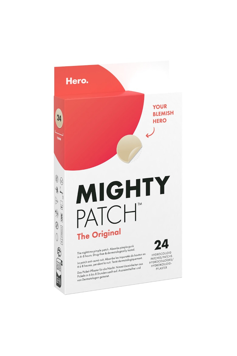 Hero. Plasturi hidrocoloidali anti acnee Hero Mighty Patch The Original pentru tratarea cosurilor cu puncte albe 24 bucati - Pled.ro