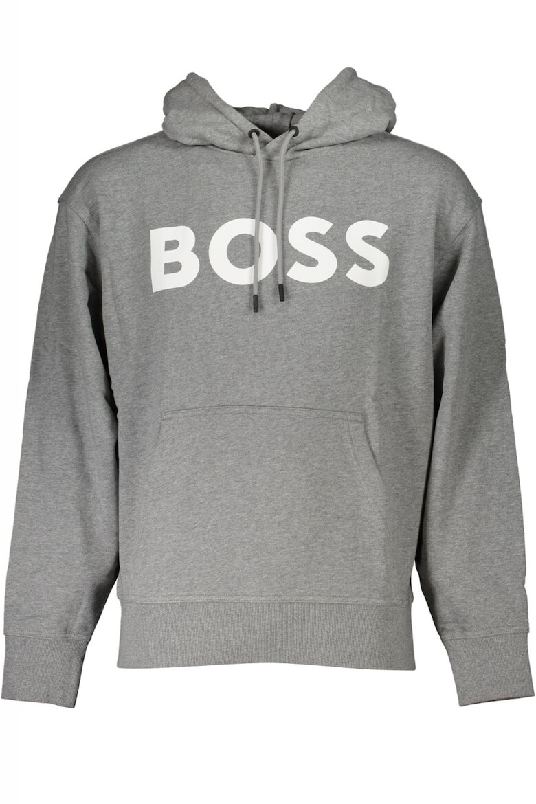 HUGO BOSS Hanorac barbati fara fermoar croiala Regular fit si imprimeu cu logo gri inchis - Pled.ro