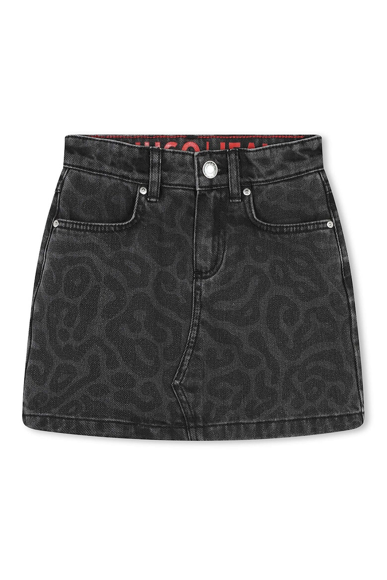 HUGO Fusta de denim cu animal print - Pled.ro