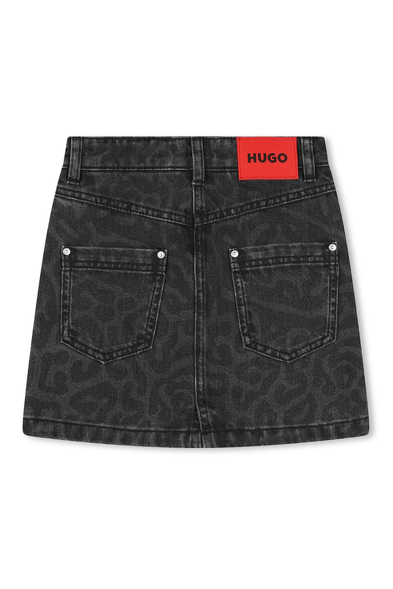 HUGO Fusta de denim cu animal print - Pled.ro