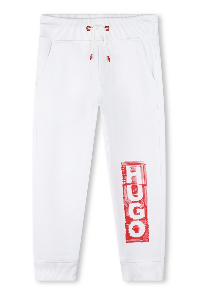 HUGO Pantaloni sport din amestec de bumbac cu imprimeu logo - Pled.ro