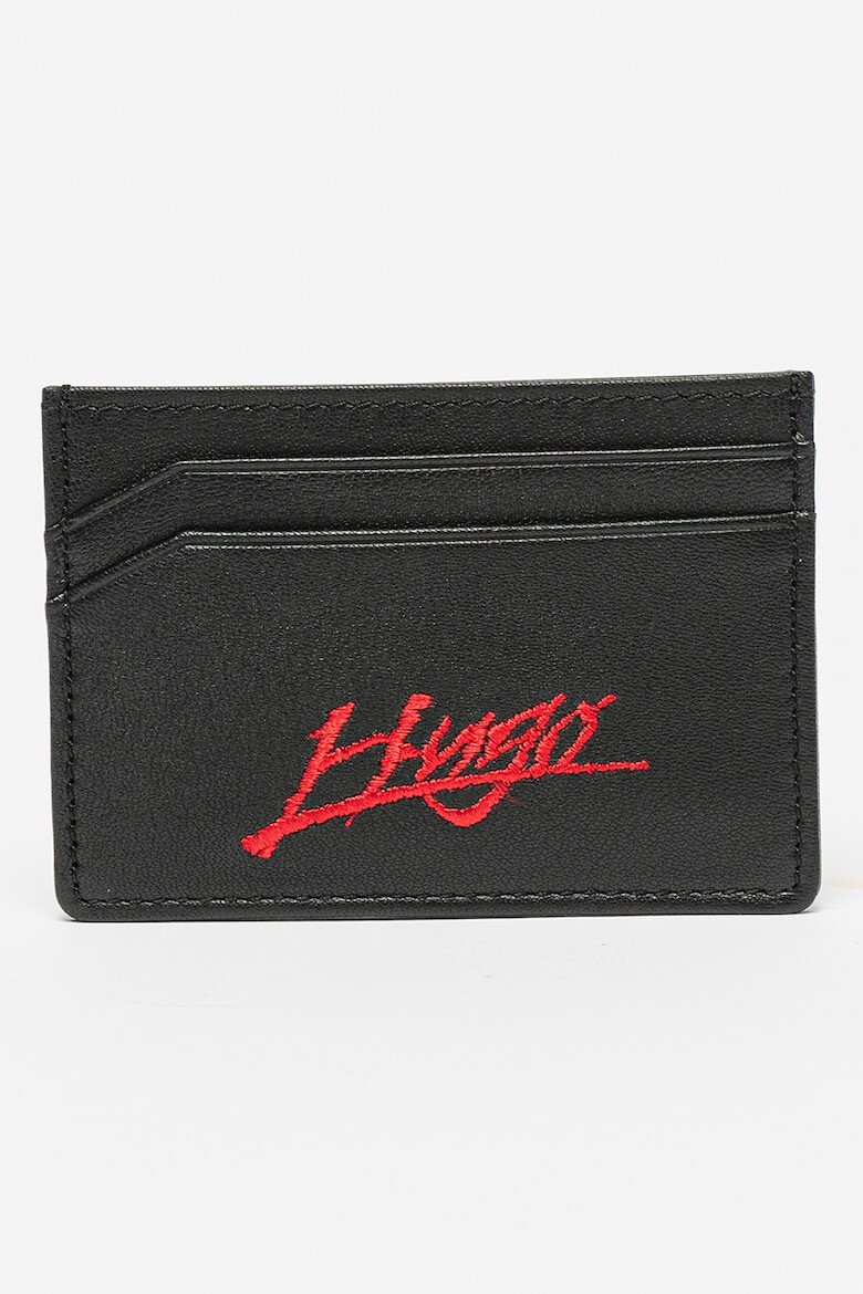 HUGO Portcart de piele cu logo brodat Handwritten - Pled.ro