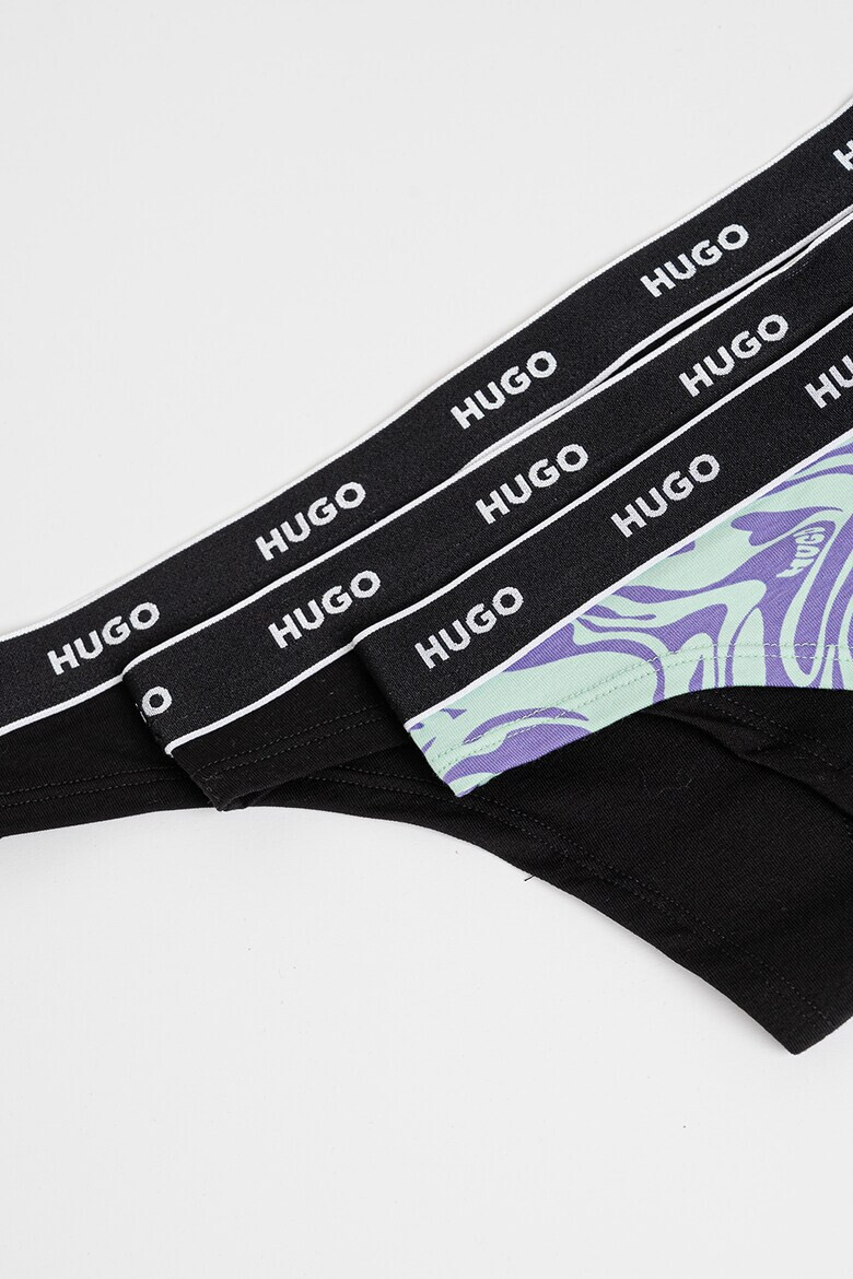 HUGO Set de chiloti tanga cu banda logo in talie - 3 perechi - Pled.ro