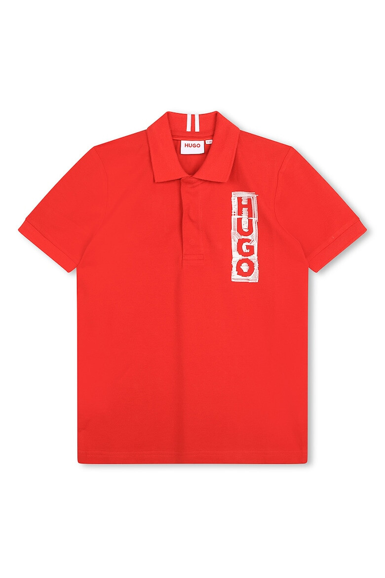 HUGO Tricou polo din amestec de bumbac cu imprimeu logo - Pled.ro