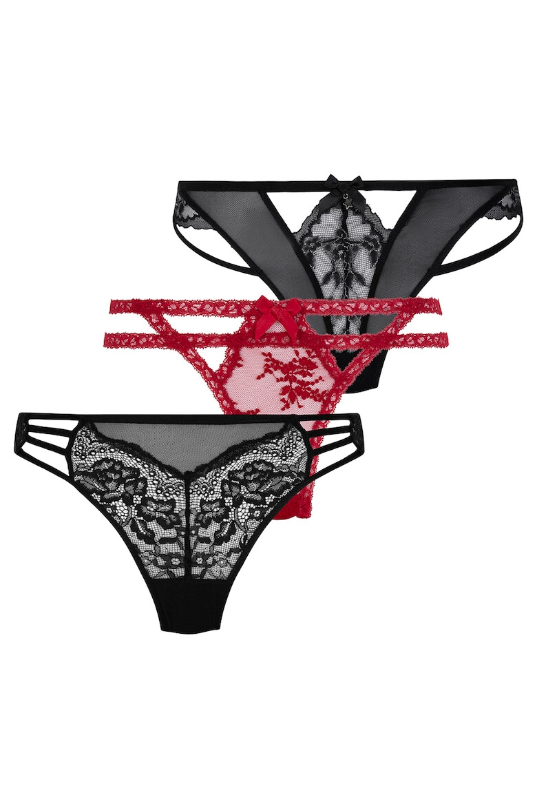 Hunkemoller Set de chiloti cu garnituri din dantela - 3 perechi - Pled.ro