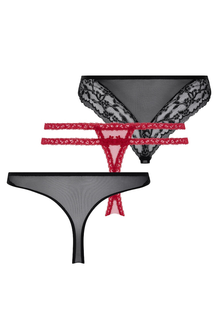 Hunkemoller Set de chiloti cu garnituri din dantela - 3 perechi - Pled.ro