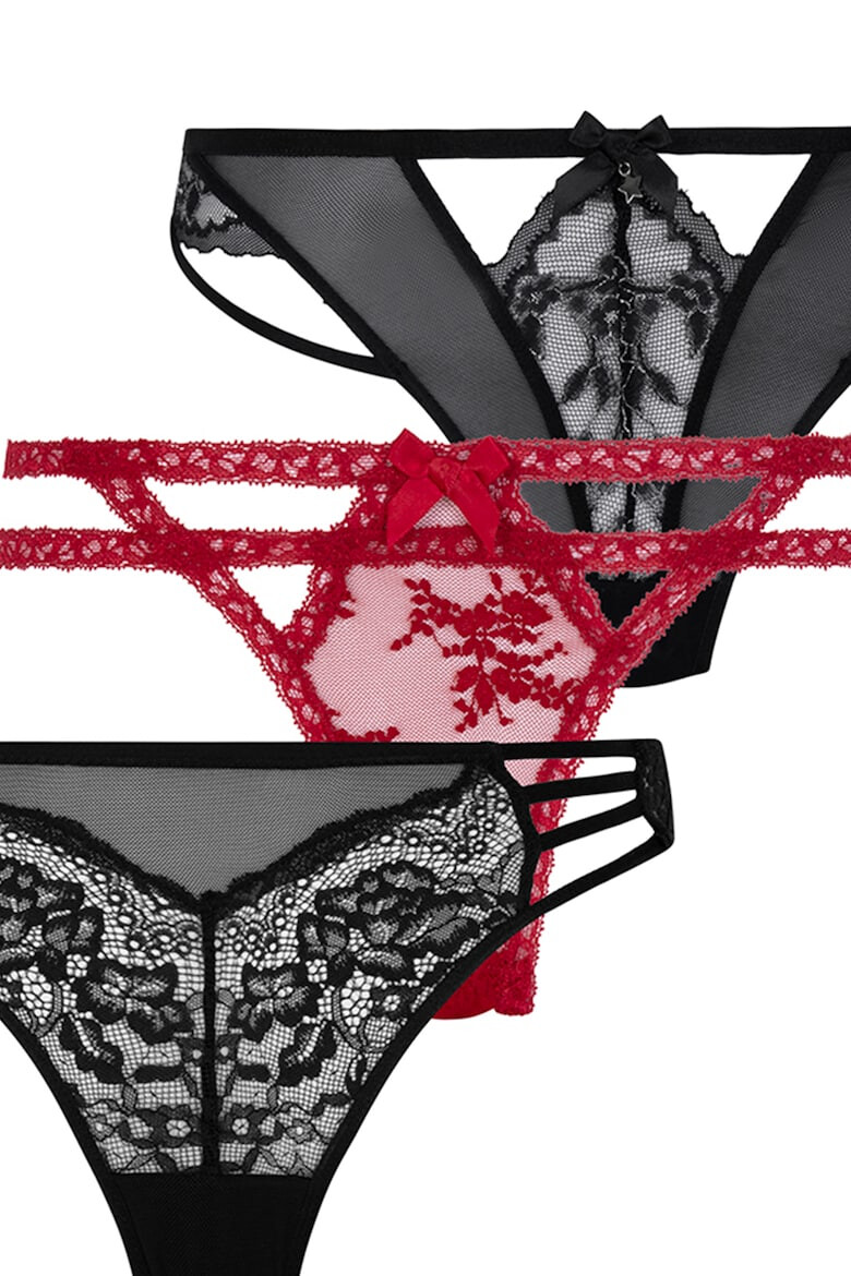 Hunkemoller Set de chiloti cu garnituri din dantela - 3 perechi - Pled.ro